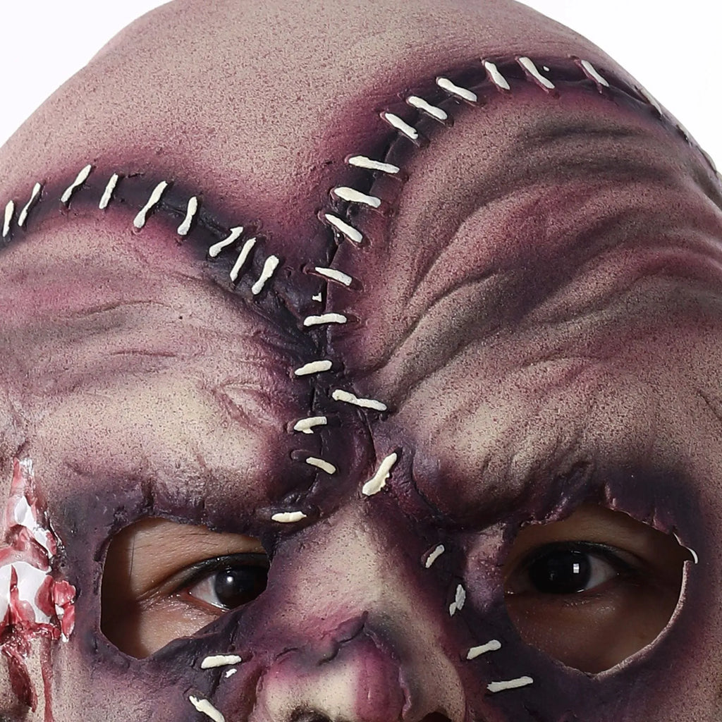Three-sided grimace horror Halloween mask in natural latex with realistic facial texture
