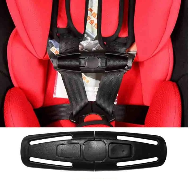 Black nylon PA66 child safety seat 5-point harness buckle measuring 14.5cm by 4cm