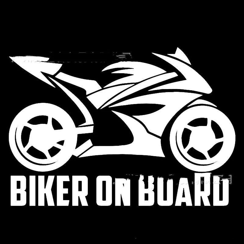 Motorcycle patterned reflective safety sticker in various colours and two sizes on a white background.