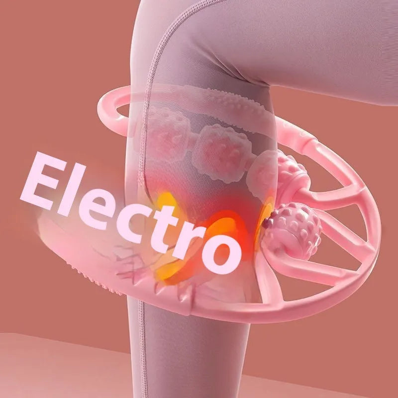 Leg massage roller with clip and 12 wheels in macaron pink colour