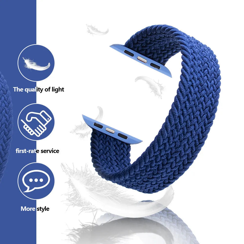 Nylon woven Apple Watch strap with plastic connector head in multiple colour options