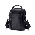 Men's black genuine leather retro style shoulder messenger bag for business casual and travel