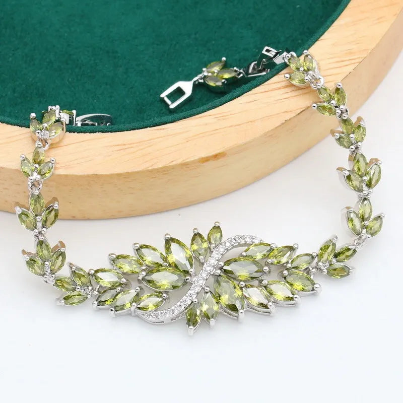 Retro copper alloy jewellery set with plant patterns including necklace, earrings, ring, and bracelet
