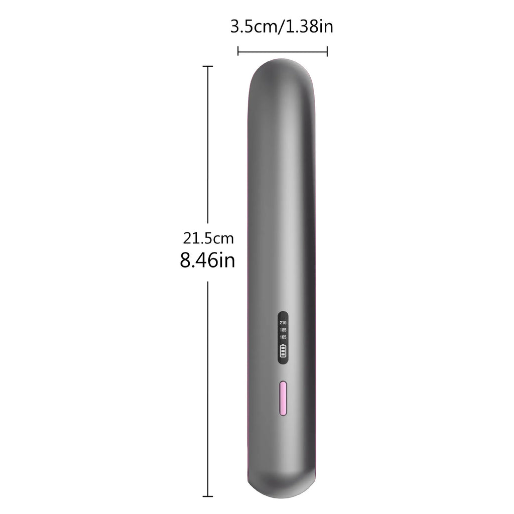Moon shadow grey wireless hair straightener with ceramic tourmaline plates and temperature control