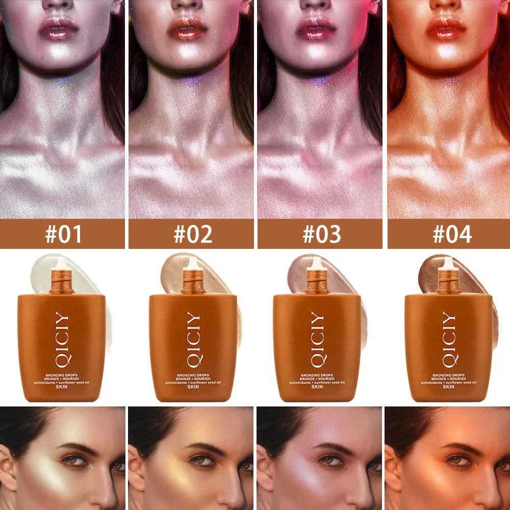 Face and body highlight contour liquid cream in 30ml packaging with four colour options