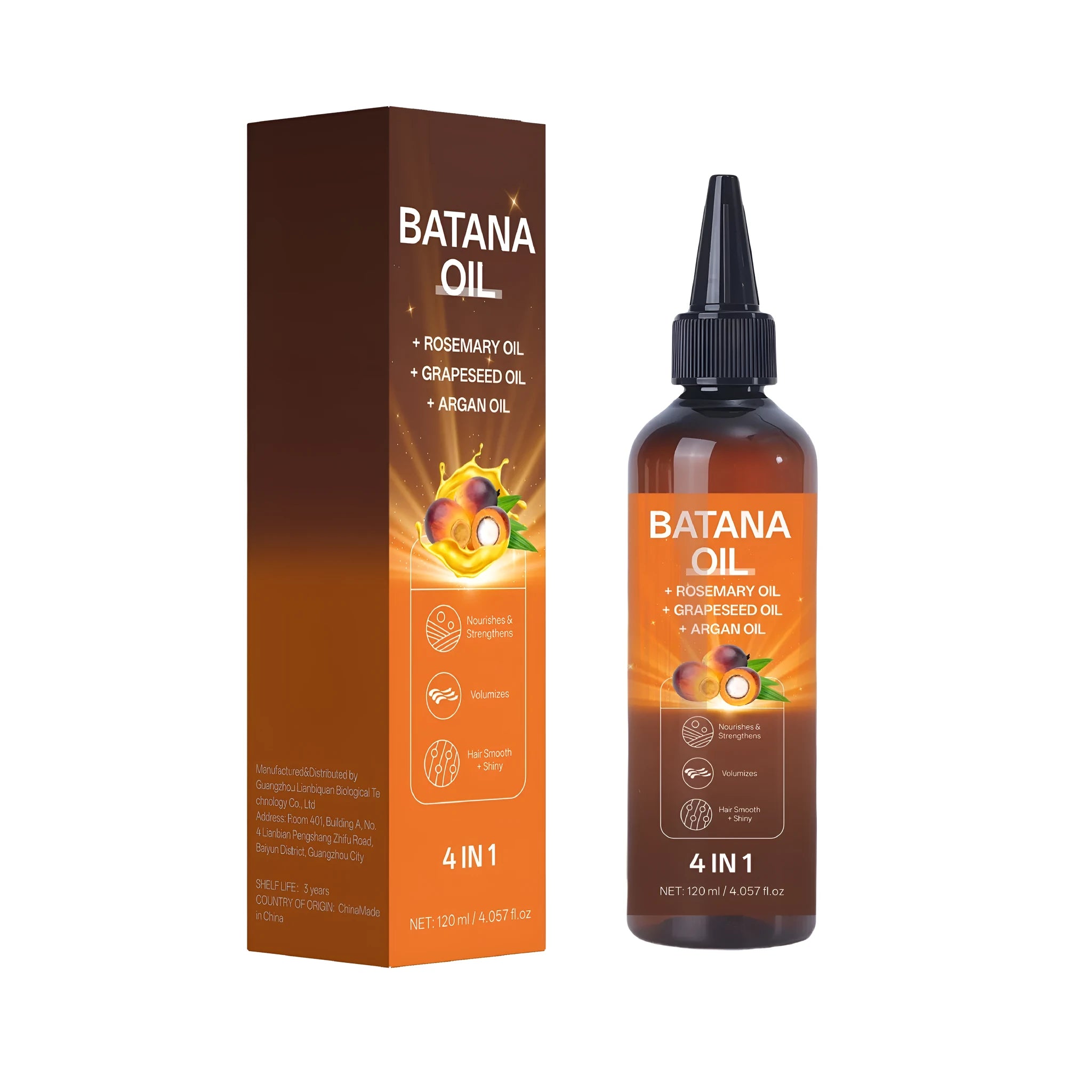 Batana Styling Cream Treatment Oil container, 40mm by 40mm by 159mm, product code FPB014.