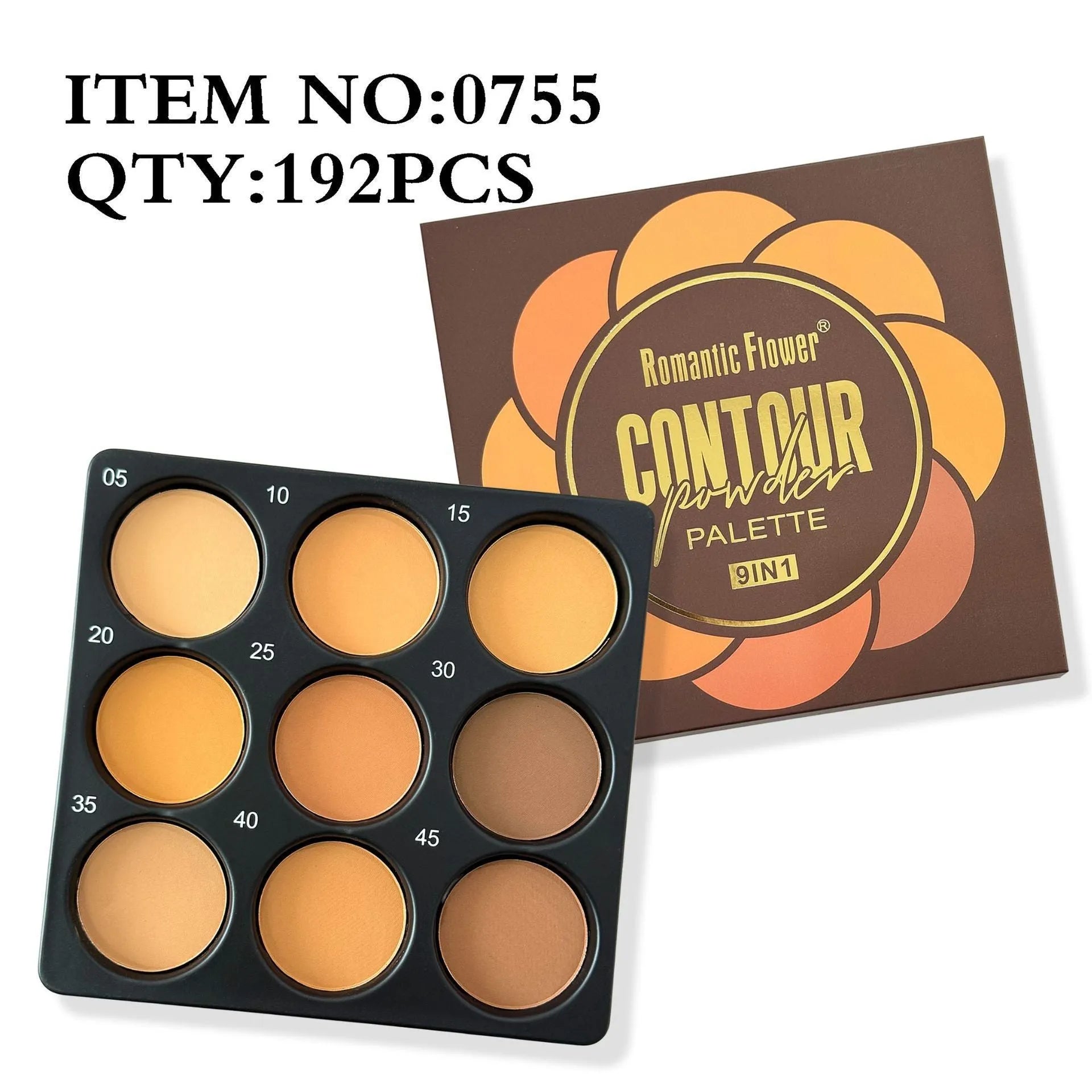 Dark matte makeup palette with nine waterproof colours in compact case
