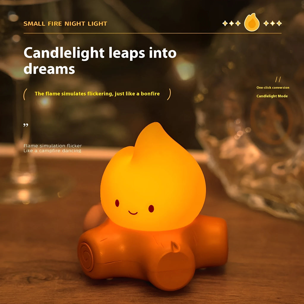 Cartoon-style silicone night light with ABS shade showing yellow illumination and Chinese characters