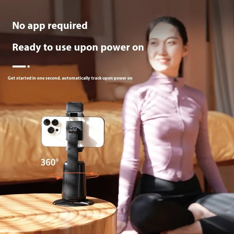 Black desktop phone bracket with face tracking camera and ribbon lights
