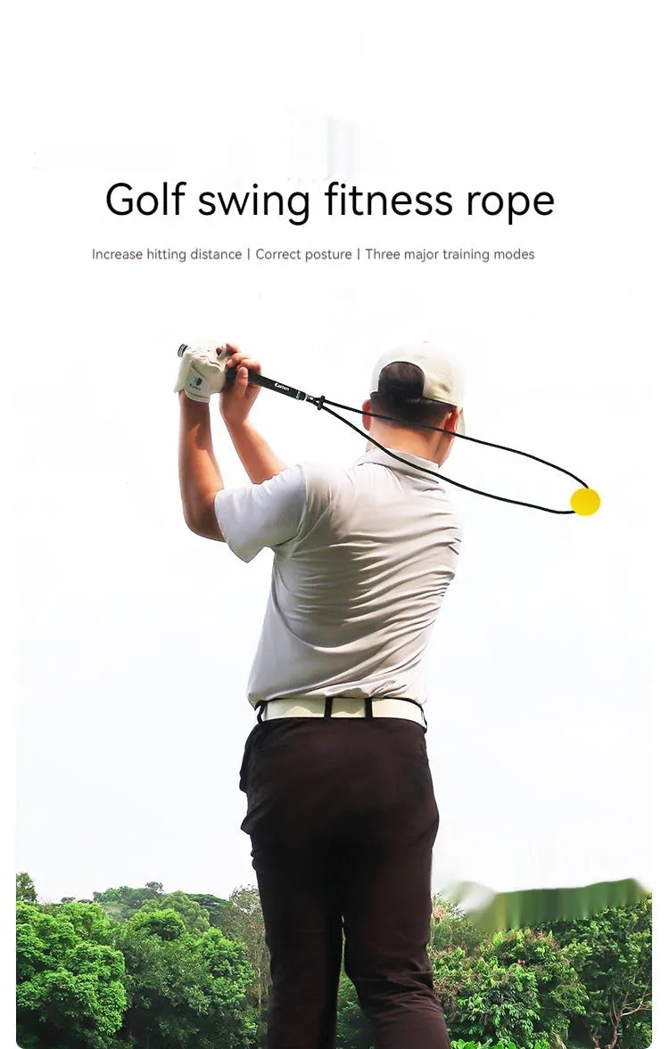 Black silicone elastic golf swing practice rope trainer for physical correction action