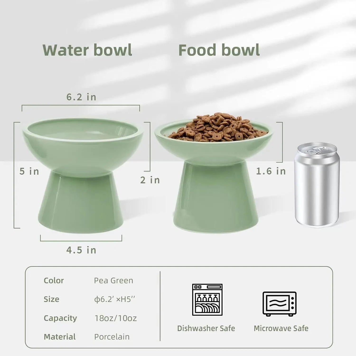 Ceramic elevated cat food bowl in blue showing wide shallow design and raised height