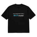 Black men's loose-fit T-shirt with a 3D cartoon print on the front