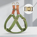 Brown vest-style dog leash with cotton belt and alloy fastener