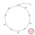 Women's silver anklet with geometric zirconium pendant in gold or platinum finish on adjustable chain