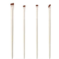 4 piece angled eyeliner and brow brush set with ultra thin precision brushes in leather case