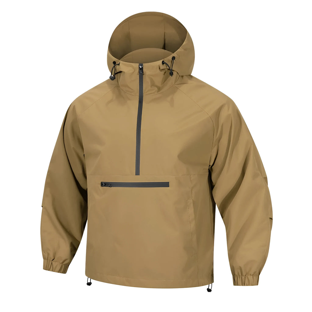 Men's Korean-style loose corduroy half-zip hooded sweater jacket in light grey colour