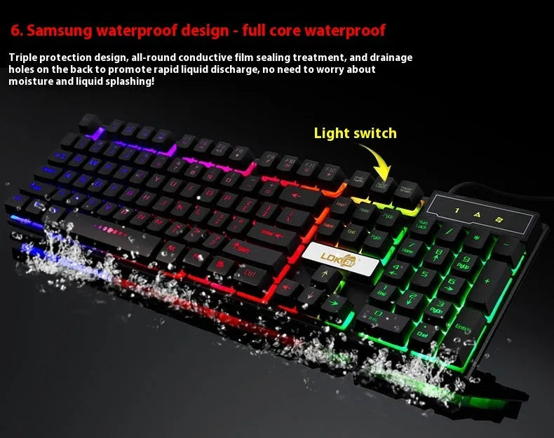 USB gaming keyboard cable with glow effects, 1.5 metres long, black and white options
