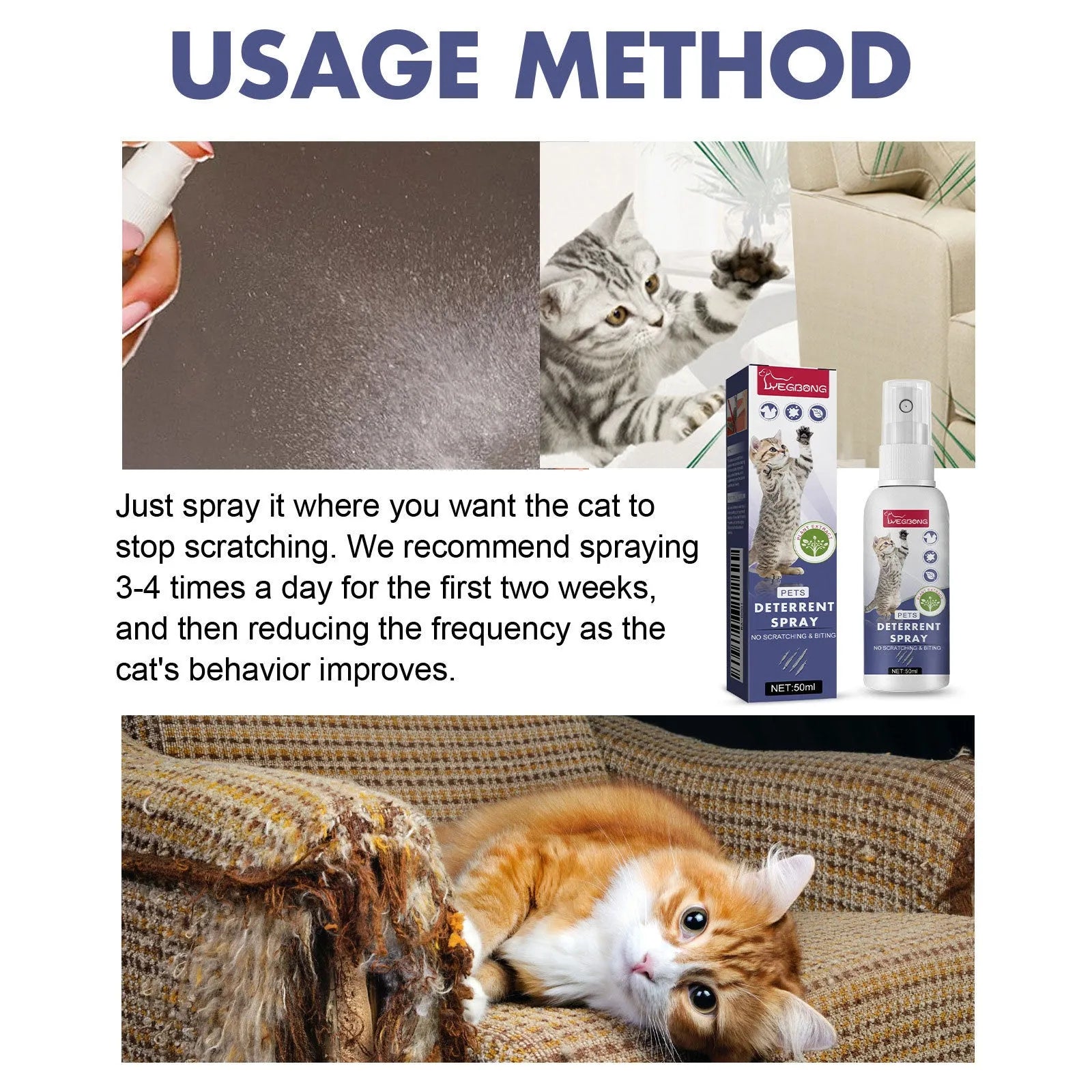 50ml pet training spray bottle boxed for furniture protection against scratching