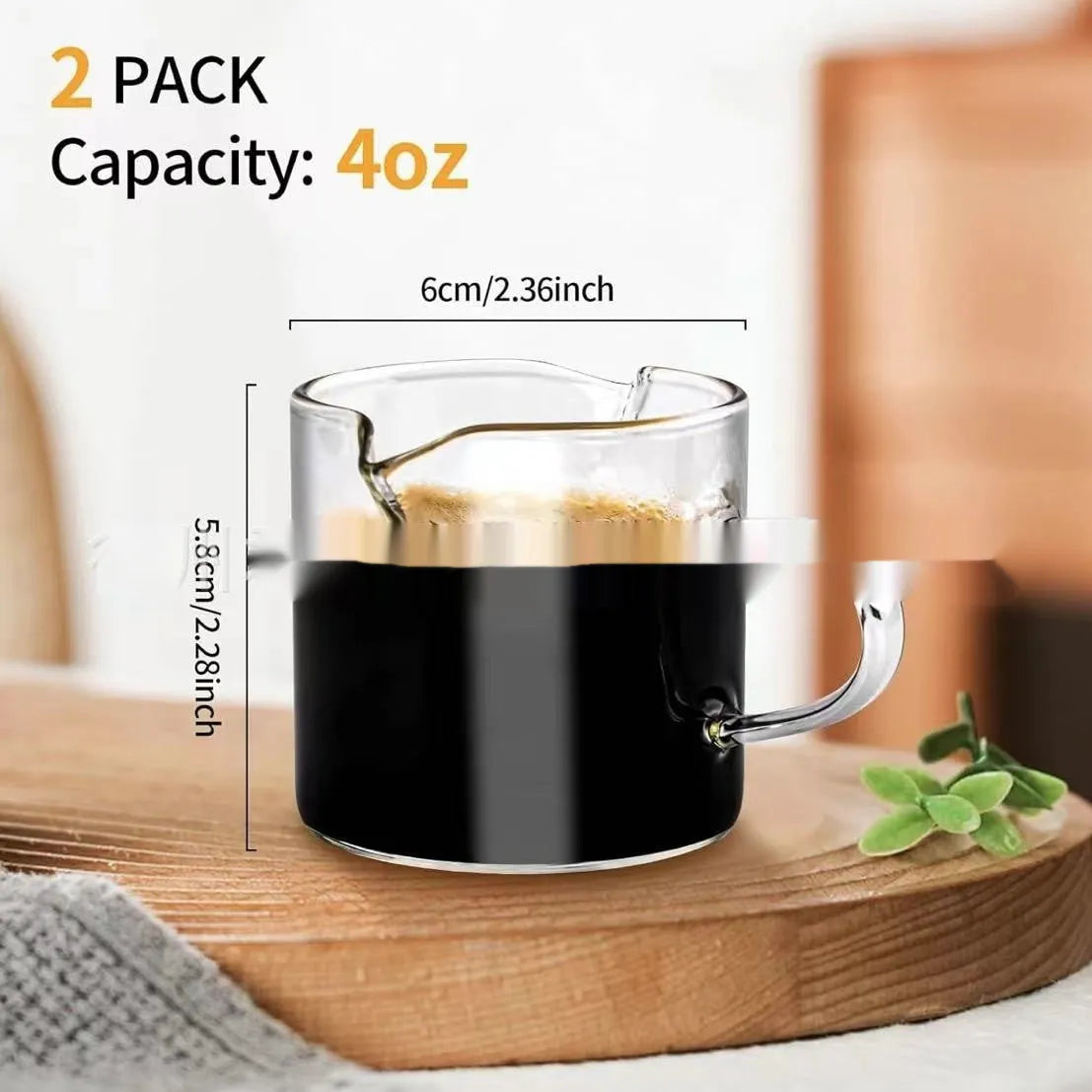 White transparent double mouth glass coffee cups, modern simplicity design, shown in a set.