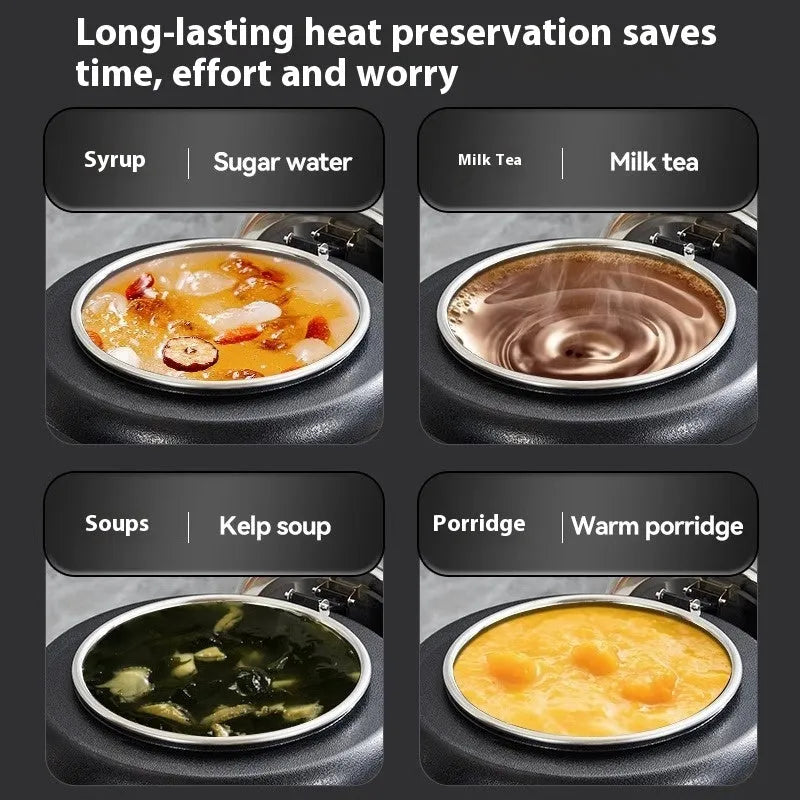 10-litre stainless steel electric heating insulation pot with large mouth cover for soup and porridge temperature maintenance