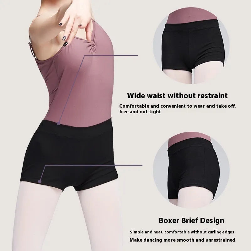 Black cotton women's dance practice shorts for fitness and ballet