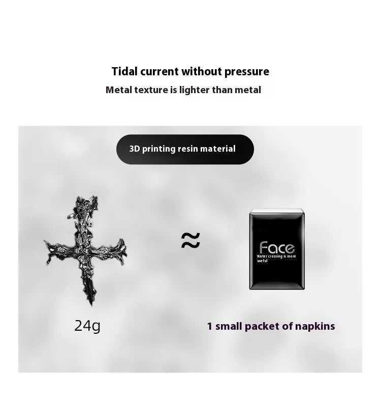 Gothic cross patterned resin cover for Apple AirPods Max headphones in silver colour