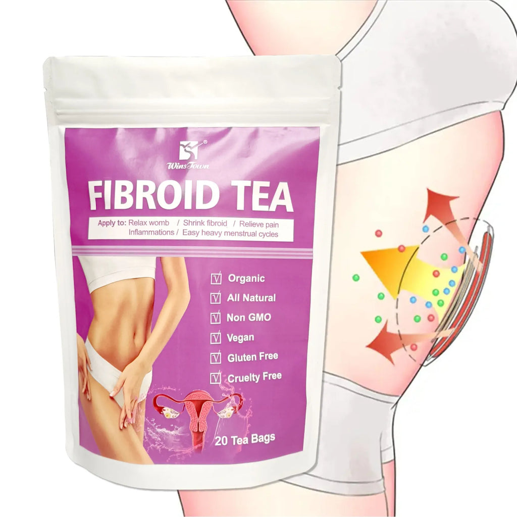 Pack of herbal fibroid tea bags with C83 Winstown packaging specification