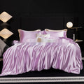 Silk bed sheets four-piece set in solid colour with flat sheet, fitted sheet and two pillowcases