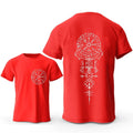Men's grey T-shirt with a printed Viking Rune Compass design on the chest.