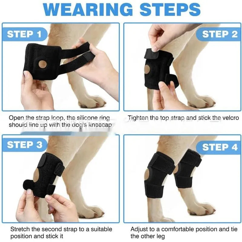 Black polyester dog leg guard for joint protection and ACL rehabilitation in three sizes