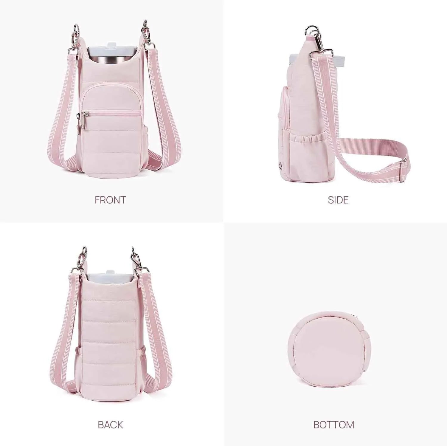 Water bottle kettle bag for bicycle mounting in black pink beige colours