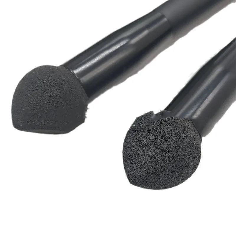 Black sponge stick concealer brush with wooden handle for dark circle makeup application