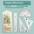 Youpai transparent acrylic ruler set with square and protractor on lined paper