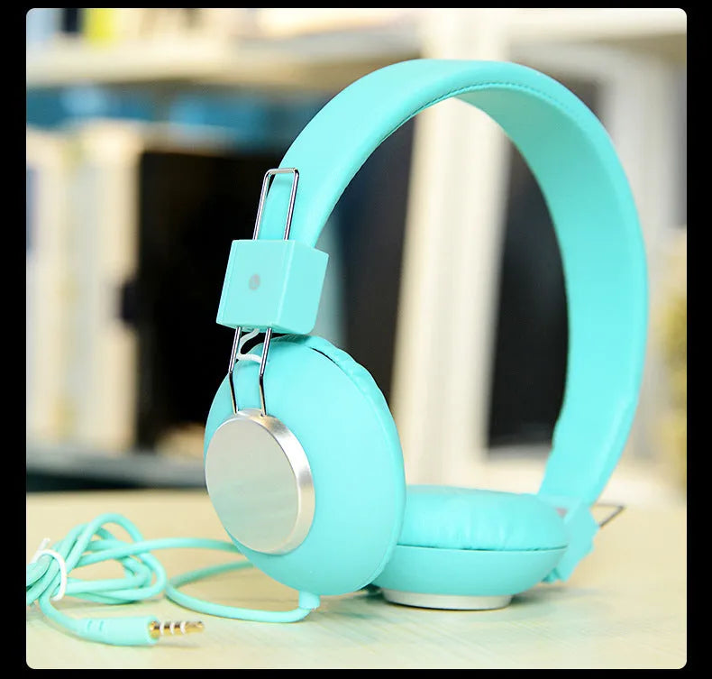 Wired head-mounted sports earphones with 3.5mm plug in multiple colour options