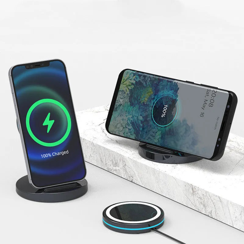 Folding wireless charging stand with magnetic MagSafe compatibility for iPhone 12 devices
