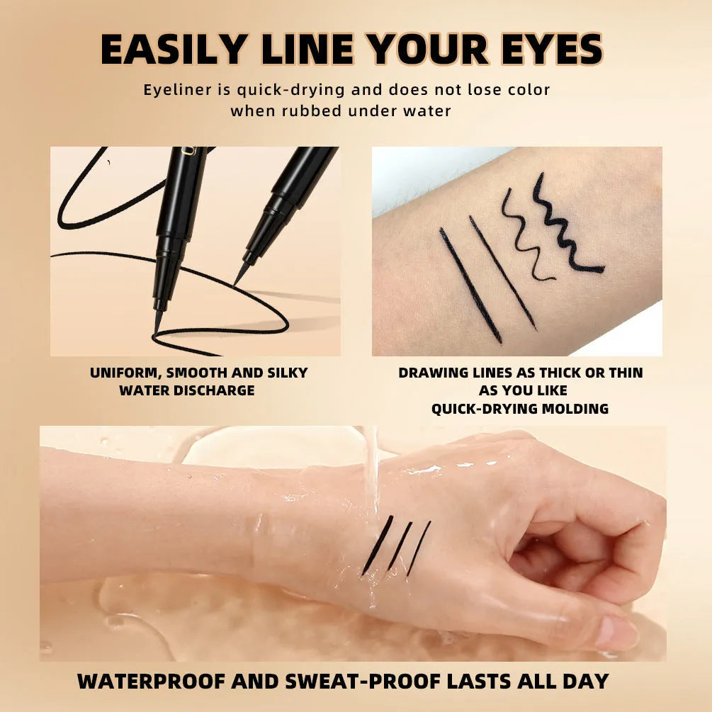 Black liquid eyeliner pen with quick-drying smudge-resistant formula, model Q2407