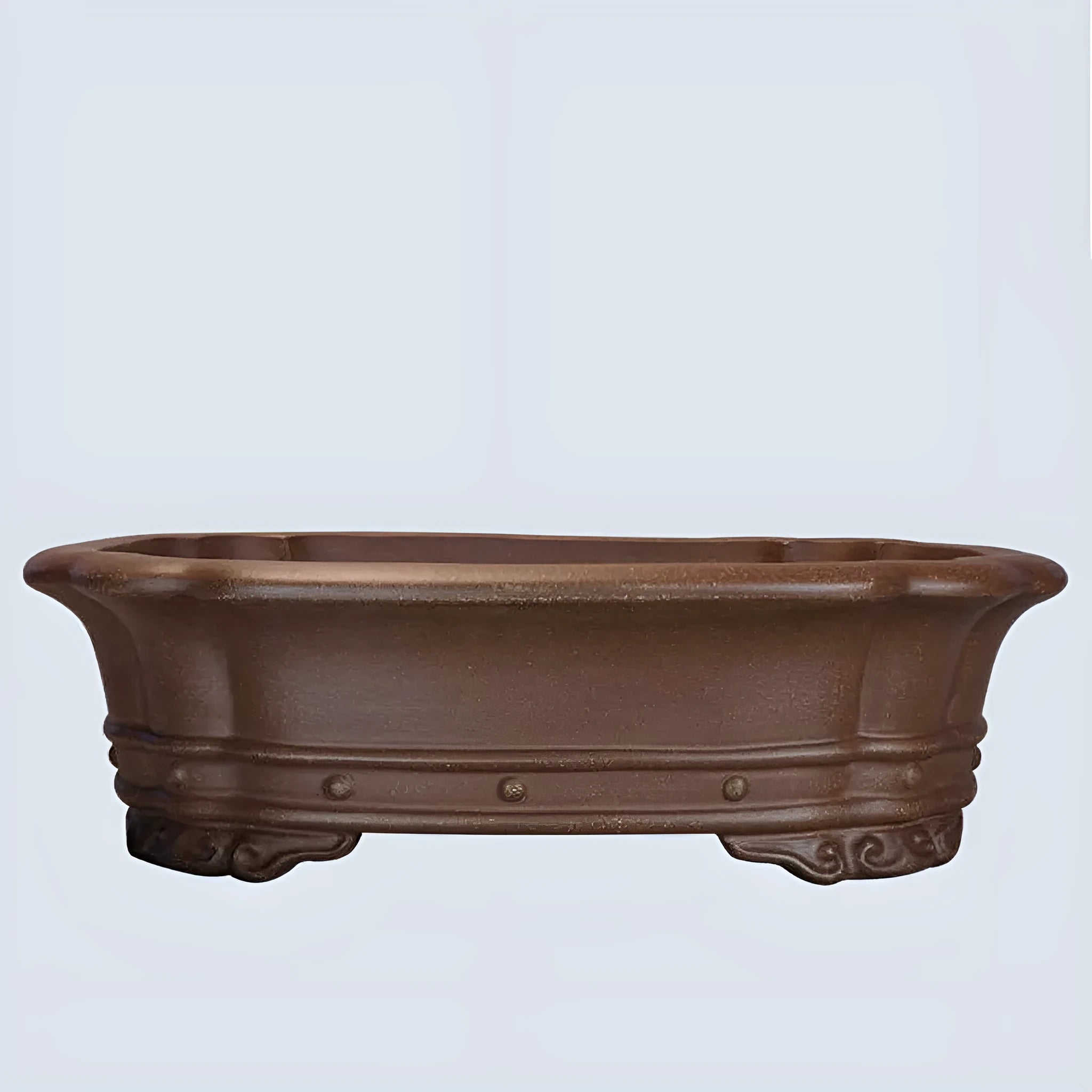 Purple sand rectangular begonia flower pot with antique style on desktop