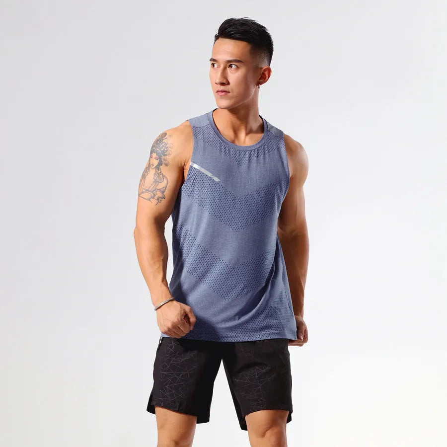 Men's chemical fibre blending quick-drying sports top in multiple colour options