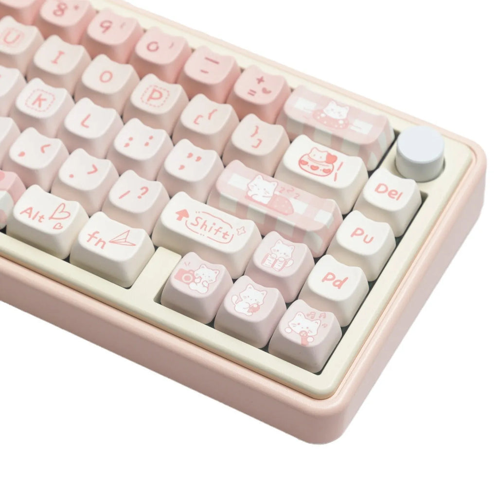 Full set of PBT mechanical keyboard keycaps showing uniform 26mm size and textured surface