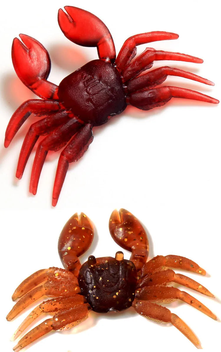 8cm PVC soft crab fishing lure in red and brown colour variations