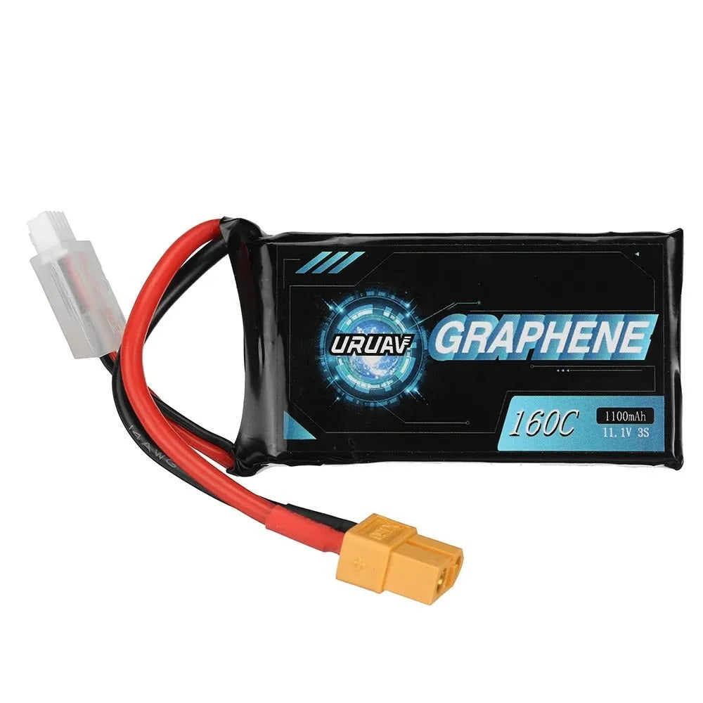 1200mAh 7.4V lithium battery for RC cars and ships measuring 15x36x70mm