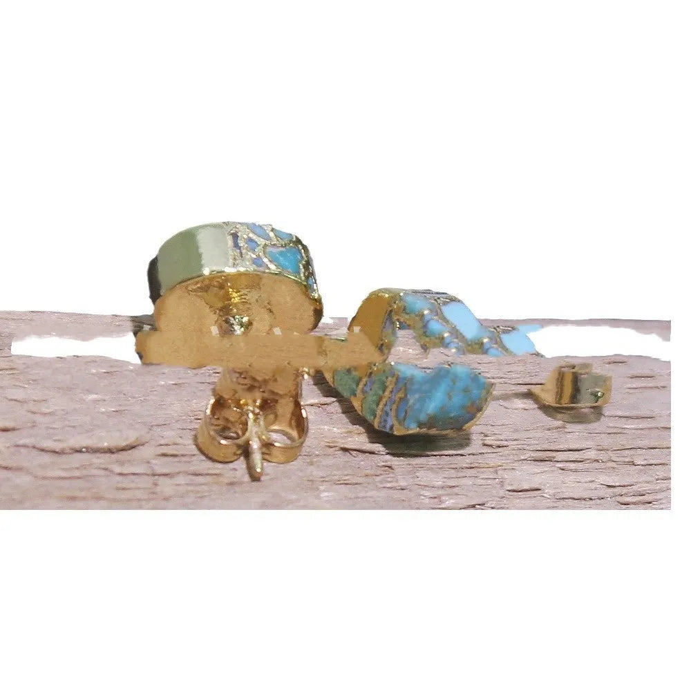 Natural stone clip-on stud earrings with irregular shapes in bohemian style