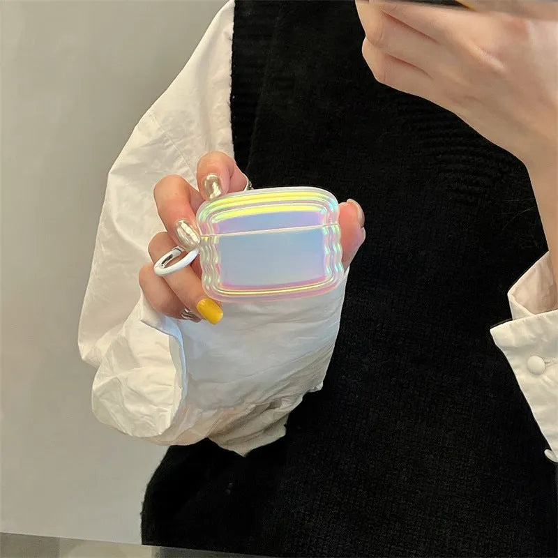 Silicone AirPods case with laser pattern design in magic laser+ring colour
