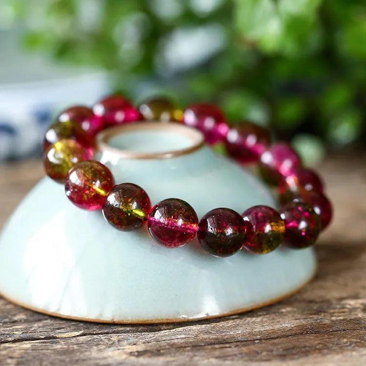 Handmade watermelon crystal bracelet for women in casual pastoral style