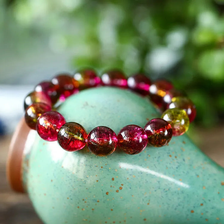 Handmade watermelon crystal bracelet for women in casual pastoral style