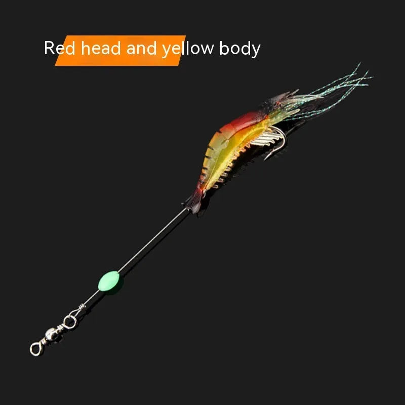 Luer soft plastic fishing lure with hook in six colour variations including luminous options
