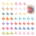 Set of 50 glitter mini butterfly-shaped hair claw clips in assorted colours on a white background.