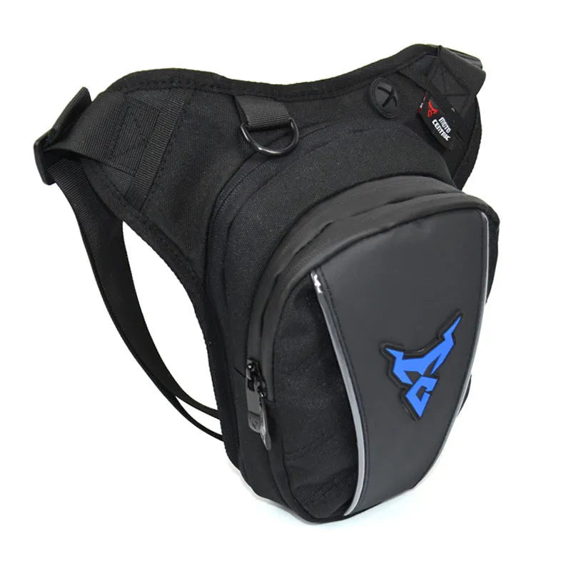 0105MC motorcycle thigh bag in choice of colours, showing adjustable straps and 1200D Oxford fabric.