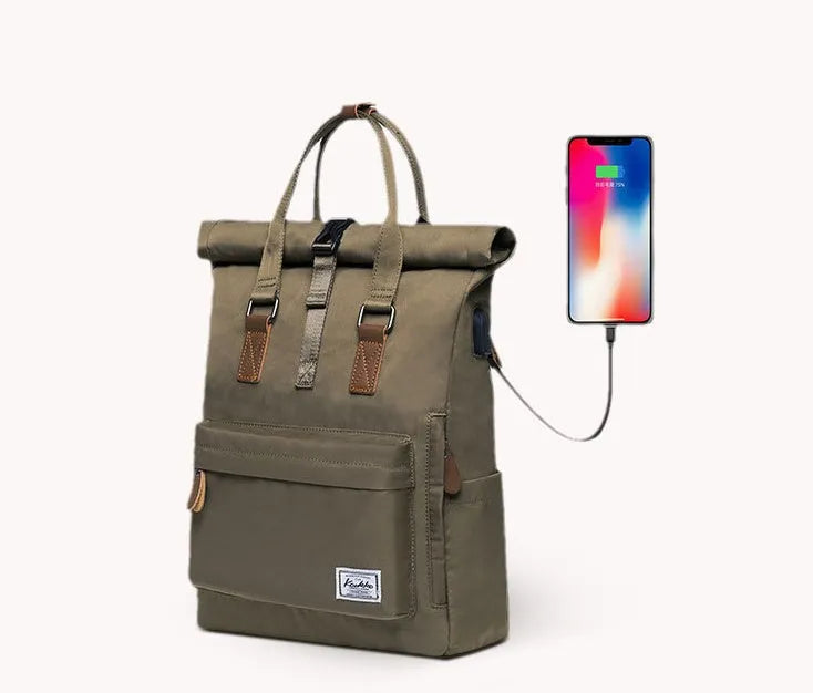 Casual polyester backpack with computer compartment shown in dark grey colour