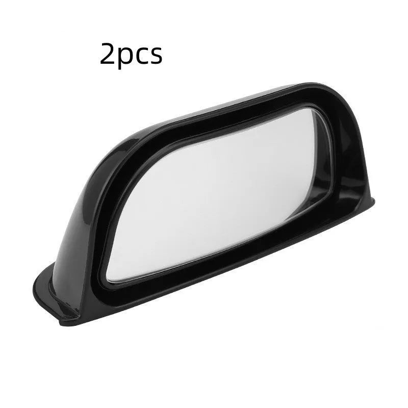 Universal black and white wide angle car wing mirror accessory with ABS housing.